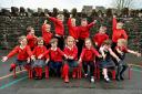 Some of the keen new starters at Broughton Primary School in 2011