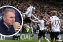 Derby County, main photo, need just a point against Paul Simpson's relegated Blues to clinch promotion
