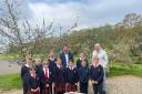 Guy Opperman MP, Councillor Gordon Stewart and members of the School Council at the school