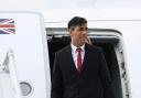 Prime Minister Rishi Sunak arrives at Warsaw Chopin Airport during a visit to Poland and Germany (Henry Nicholls/PA)