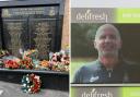 A wreath was laid by Carlisle fans at the Valley Parade fire memorial, left, while a donation has also been made in memory of the late Bantams academy manager Neil Matthews, who was remembered at last Sunday's game, right