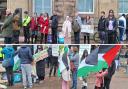 Protestors pictured outside Barclays branch and vigil at Carlisle's House of Fraser