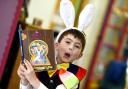 Six-year-old Steven Holliday of Wiggonby C of E School as the white rabbit from Alice In Wonderland