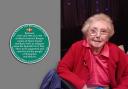 Carmen Santibanez Cid pictured alongside the plaque to go up at at the home on Union lane