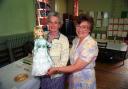 Abbeytown WI flower show in 1993 - Margaret Brown (left) and Isobel Hurst