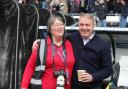 Barbara Abbott, pictured with Paul Simpson at Carlisle's game at Derby on Saturday, is retiring after many seasons photographing the Blues