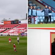 Swindon, left, Scunthorpe, top right, and Keith Curle's Oldham, bottom right, are all under an embargo (photos: PA / Stuart Walker)