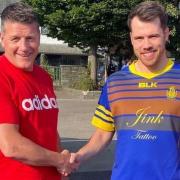 Dave Eccleston (pictured with Whitehaven RLFC head coach Jonty Gorley) was among Haven's scorers against Town in the Easter Sunday derby, Aptil 17 2022