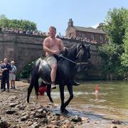 Traditional horse washing at Appleby Horse Fair 2023