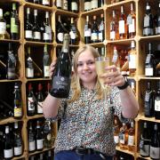 Emily Speck of Shill’s of Cockermouth, celebrating the new retail deal with the UK’s Champagne retailer of the year, Sip Champagnes