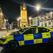 Cumbria Police car at Penrith Clock Tower.