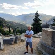 Eelyn at the ancient sanctuary of Delphi in 2019