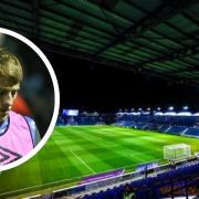 Owen Moxon, inset, was a sub for his first game at Fratton Park