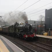 FULL STEAM AHEAD: Express steam locomotive, the 5043 Earl of Mount Edgcumbe, passes through Penrith during its return journey south on Saturday afternoon.
