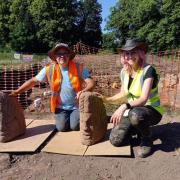 Archaelogist Frank Giecco and professor Alice Roberts visiting the Carlisle dig site