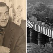 Bill Taylor, pictured alongside the freight train as it crashed into the River Caldew