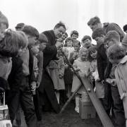 Children egg rolling at Longtown in 1966