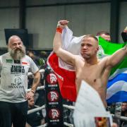Bartek Kanabey, draped in a half-Polish, half-Cumberland flag, will fight at BKFC 60 Milton Keynes on April 6