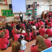 Police officers visit the school