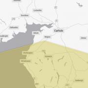 The area's of Cumbria affected by the yellow weather warning.