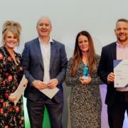 The Health at Home team picking up the award from actress Sally Lindsay
