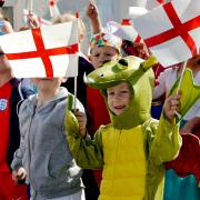 Jackson Wright in a St George's Day parade at Beckstone Primary School, Harrington