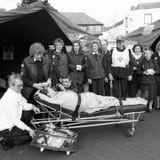 A Red Cross demonstration in Carlisle city centre in 1991