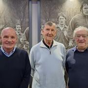 (Left to right) Les O'Neill, David Dent and Ross Brewster pictured in Brunton Park's Legends Lounge, 50 years after the Blues won promotion to the First Division