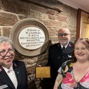 Salvation Army Captains Melanie and Stephen Scoulding unveil plaque at John Peel, pictured with Kate Jensen