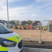 Police on patrol at the Longtown building site