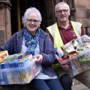 Carlisle Foodbank chairman Rachael Rodway with Garry Copley at the organisation's new headquarters