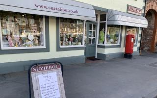 Suziebou in Dalston, Carlisle, with the sign out front