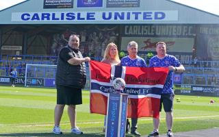 United's Norwegian fans with CUOSC reps - Carlisle United v Wycombe Wanderers,  Skybet League1 - Photographer Barbara Abbott, NO UNAUTHORISED USE