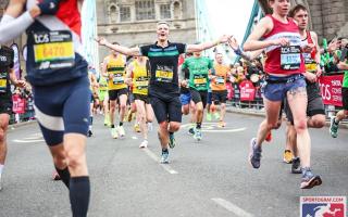 Damian completed the London marathon in his stagecoach uniform
