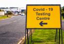 A road sign for a Coronavirus testing centre in the UK..