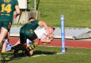 Try time: Town's Perry Singleton powers over to score against Hunslet Club Parkside (Photo: Gary McKeating)