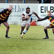 Man in the middle: Haven's Dion Aiye on the attack against Dewsbury Rams (Photos: Mike McKenzie)