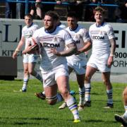 Marc Shackley takes the ball forward for Whitehaven