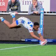 Spectacular: Workington Town’s Tylar Mellor makes a phenomenal dive to score in the corner (Photos: Gary McKeating)