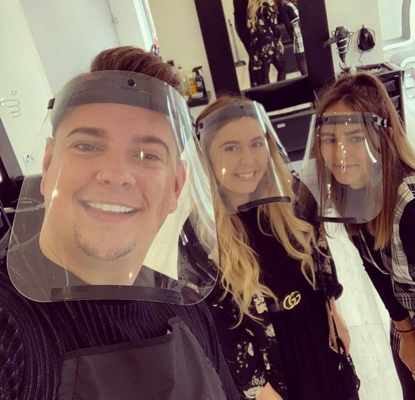 Emmerson Hancok, Jess Cross and Bryony Brown from Vizion Hair & Beauty Spa ready for a day in their new normal PPE