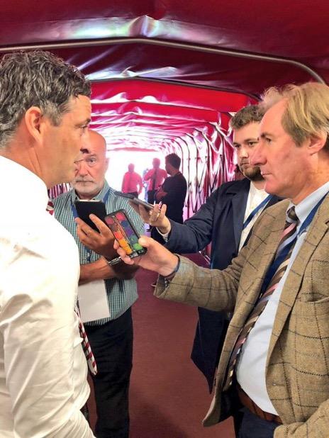 News and Star: Barnes, right, now covers Sunderland for BBC Newcastle. He is pictured here interviewing former Black Cats boss Jack Ross