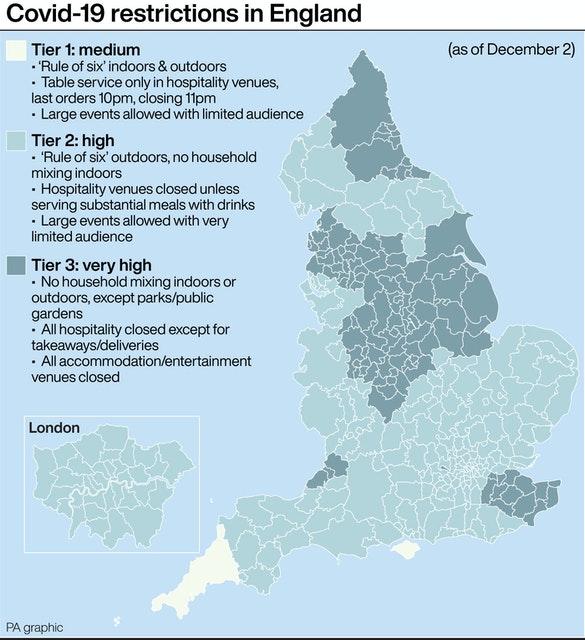 News and Star: Covid-19 restrictions in England. Picture: PA Graphics