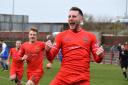 Celebration: Brad Carroll’s reaction to his first half goal in Reds’ win over Clitheroe                                      Ben Challis