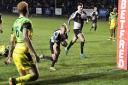 Jake Carter darts in for Cunbria's fifth and final try (Ben Challis Sport Photography)