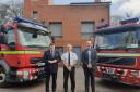 Peter McCall, chief fire officer John Beard and deputy Cumbria police, fire and crime commissioner, Mike Johnson