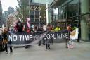 Cumbrian climate activists protesting the proposed coal mine while in London