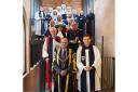 The assembled dignitaries after the service