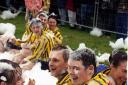 Timeline June 15 - 1998
Team covered in foam after It's A Knockout at Carlisle carnival 50084557F013.jpg