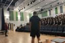 Danny Sculthorpe and Phil Veivers gave a talk about mental health to students at the West Lakes Academy