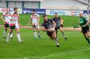 Try time: Town's Jamie Doran runs in for his first-half touchdown at Hunslet (Photo: Gary McKeating)